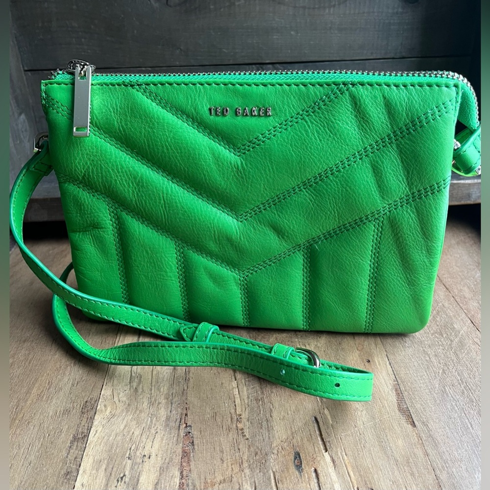 Ted Baker London Ayasini Quilted Puffer Leather Crossbody Bag Green